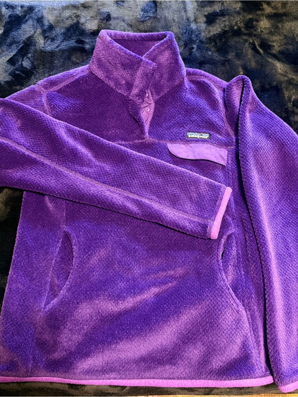 Patagonia Purple Fleece Pullover with Light Purple Trim
